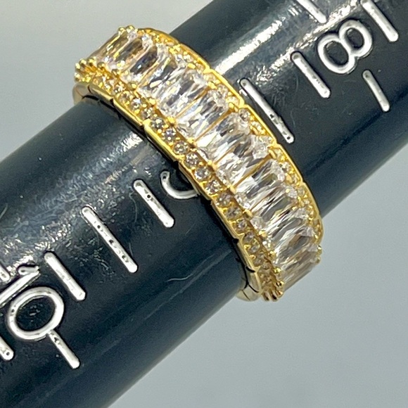 Cubic Zirconia Emerald and Baguette Cut Eternity Ring - Picture 2 of 6